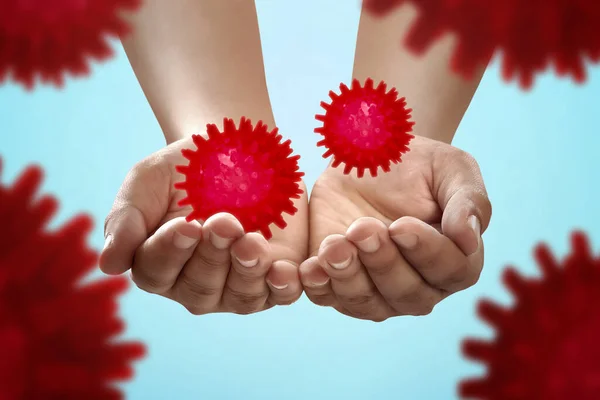 Coronavirus Spreading Hands Prevent Flu Disease Coronavirus — Stock Photo, Image