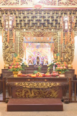 Samut Prakan İlçesi, Samut Prakan, Tayland, 25 Ocak 2020: Taoist Tapınağı, Fener Festivali. Temiz, güzel, güzel, tapacak tanrıları olan