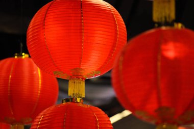 Parlak kırmızı Çin fenerleri, Tayland, Güney Doğu Asya