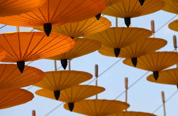 Decorative Chinese umbrellas in composition, Thailand