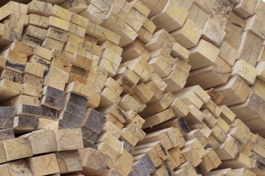 Boyutlanmış ahşap panoları ve barlarda bir paket stok, Rusya Federasyonu