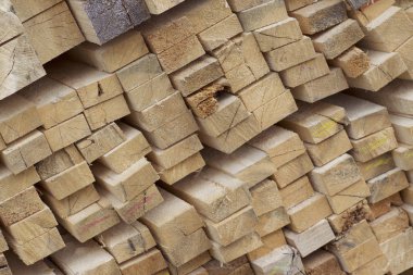 Boyutlanmış ahşap panoları ve barlarda bir paket stok, Rusya Federasyonu