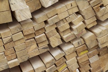 Boyutlanmış ahşap panoları ve barlarda bir paket stok, Rusya Federasyonu