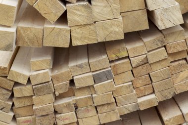 Boyutlanmış ahşap panoları ve barlarda bir paket stok, Rusya Federasyonu