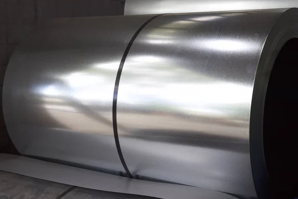 Rolls Cold Rolled Galvanized Steel Polymer Coating Stock — Stock Photo, Image