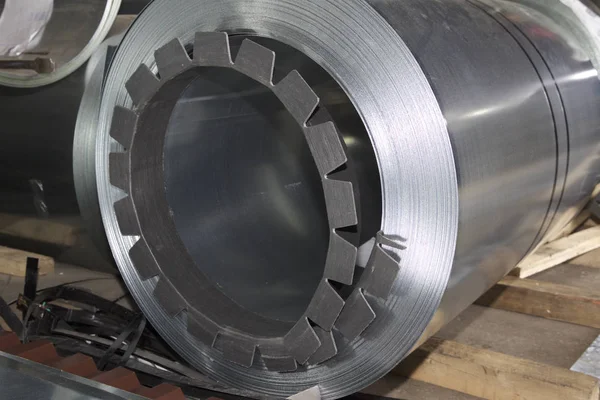 Rolls of cold-rolled galvanized steel with polymer coating in stock