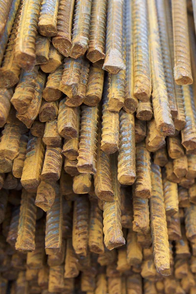 Barras Refuerzo Con Perfil Periódico Los Paquetes Almacenan Almacén Productos — Foto de Stock