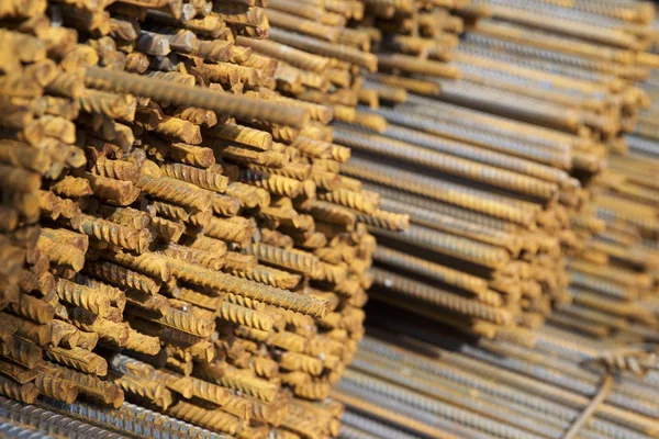 Reinforcing Bars Periodic Profile Packs Stored Metal Products Warehouse Russia — Stock Photo, Image