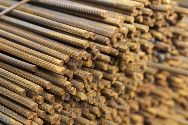 Reinforcing Bars Periodic Profile Packs Stored Metal Products Warehouse Russia — Stock Photo, Image