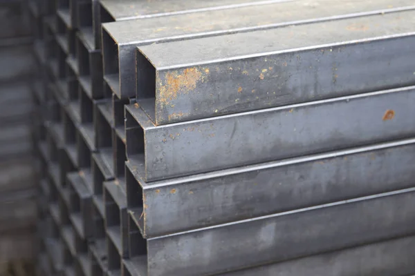 Metal Profile Pipe Rectangular Cross Section Packs Warehouse Metal Products — Stock Photo, Image