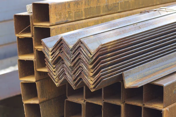 Metal Profiles Different Kinds Located Metal Products Warehouse Russia — Stock Photo, Image