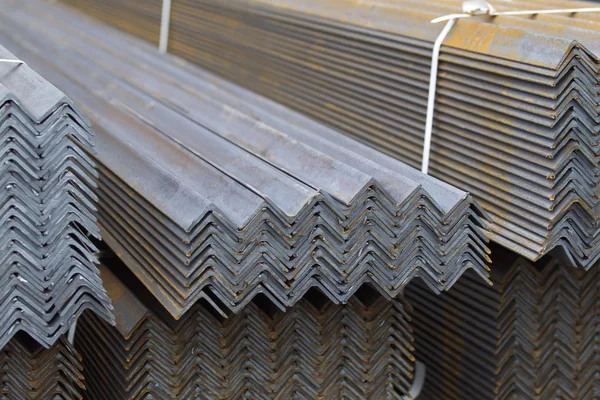 Metal profile angle in packs at the warehouse of metal products — Stock Photo, Image