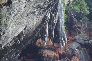 Ayrıntılar ve formları kayalar Railay Yarımadası'nda, Krabi, Tayland