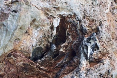 Ayrıntılar ve formları kayalar Railay Yarımadası'nda, Krabi, Tayland