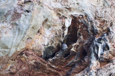 Ayrıntılar ve formları kayalar Railay Yarımadası'nda, Krabi, Tayland