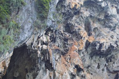 Ayrıntılar ve formları kayalar Railay Yarımadası'nda, Krabi, Tayland