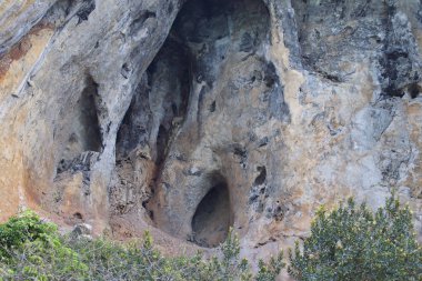 Ayrıntılar ve formları kayalar Railay Yarımadası'nda, Krabi, Tayland