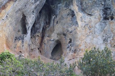 Ayrıntılar ve formları kayalar Railay Yarımadası'nda, Tayland