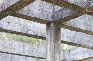 Güçlendirilmiş bina terk edilmiş eski orman yapılarda beton