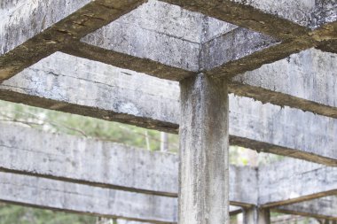 Güçlendirilmiş bina terk edilmiş eski orman yapılarda beton