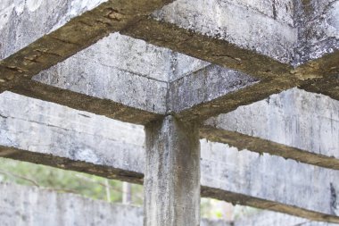 Güçlendirilmiş bina terk edilmiş eski orman yapılarda beton