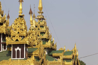 Budist tapınağı karmaşık Shwedagon Budizm, Yangon, Myanmar tarihsel bir semboldür