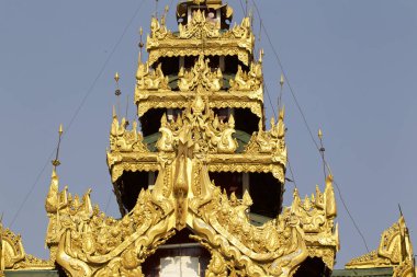 Budist tapınağı karmaşık Shwedagon Budizm, Yangon, Myanmar tarihsel bir semboldür