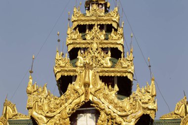 Budist tapınağı karmaşık Shwedagon Budizm, Yangon, Myanmar tarihsel bir semboldür