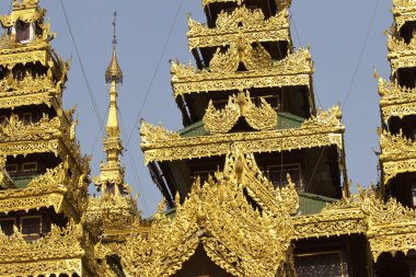 Budist tapınağı karmaşık Shwedagon Budizm, Yangon, Myanmar tarihsel bir semboldür