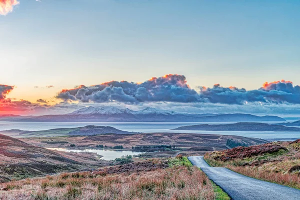 A Freezing Night Over Arran That's Covered in Snow Royalty Free Stock Images