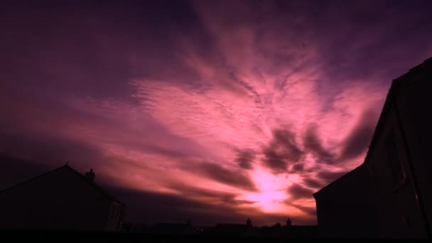 Vreemde Zonsondergang Kleuren Boven Largs Schotland Time Lapse — Stockvideo