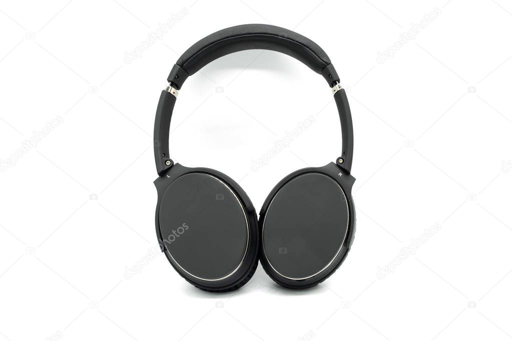 Black & Silver headphones on white background