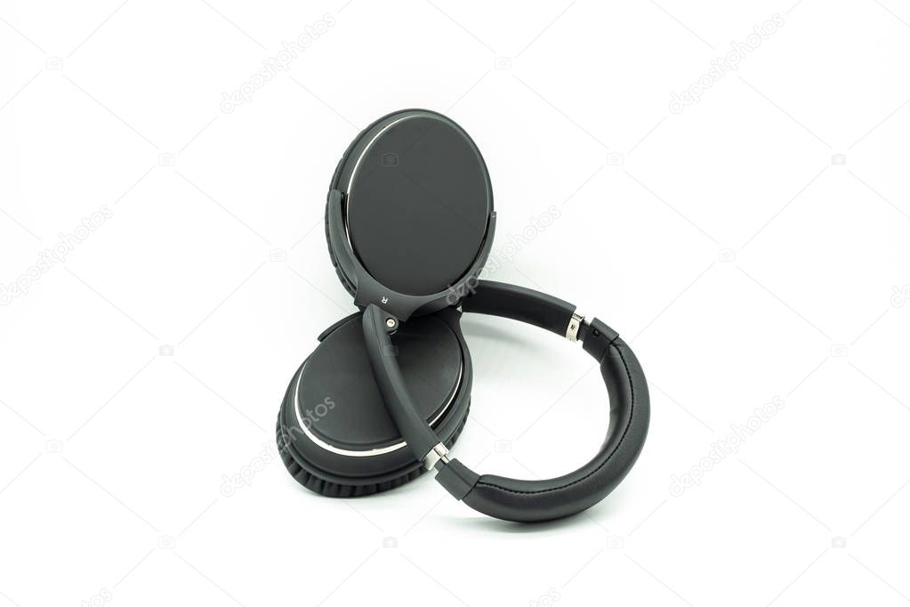 Black & Silver headphones on white background