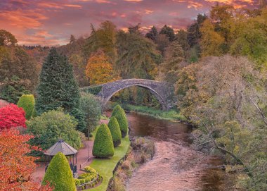 Brig O' Doon and Ayrshire Gardens that Commemorate Burns in Autumn clipart