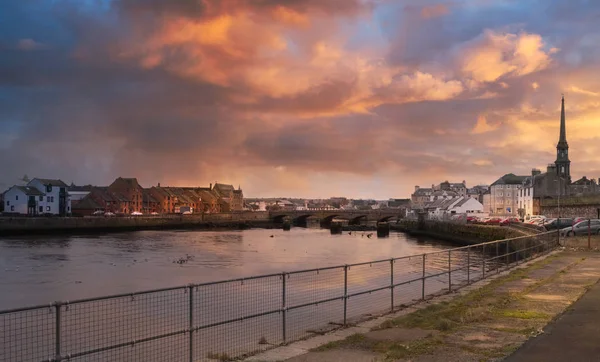 Ayr Town Scotland from Harbour. — Stock Photo, Image