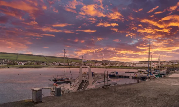 Port Ther Maidens Près Girvan Écosse Coucher Soleil Avec Ciel — Photo