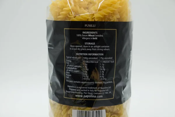 Irvine Scotland April 2020 Napolina Branded Bag Fusilli Italian Pasta — Φωτογραφία Αρχείου