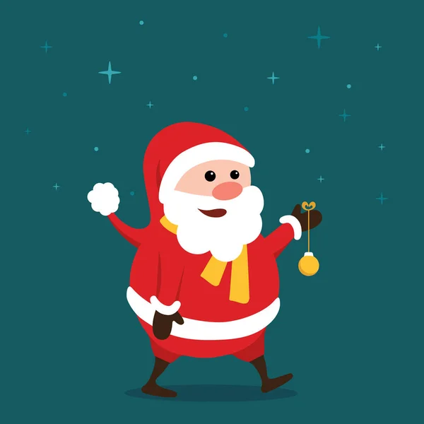 Mutlu Noeller küçük Noel Baba'ya yıldızlı gece — Stok Vektör