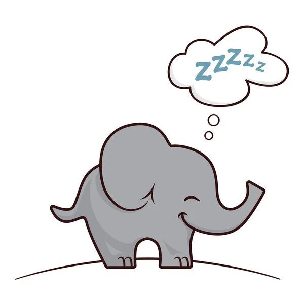 Éléphant dormant et rêvant — Image vectorielle