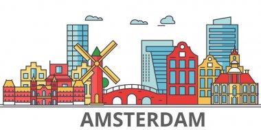 Amsterdam şehir manzarası.