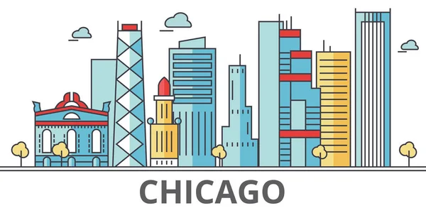 Cidade de chicago skyline . — Vetor de Stock