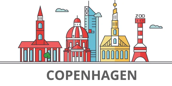 Skyline di Copenaghen . — Vettoriale Stock