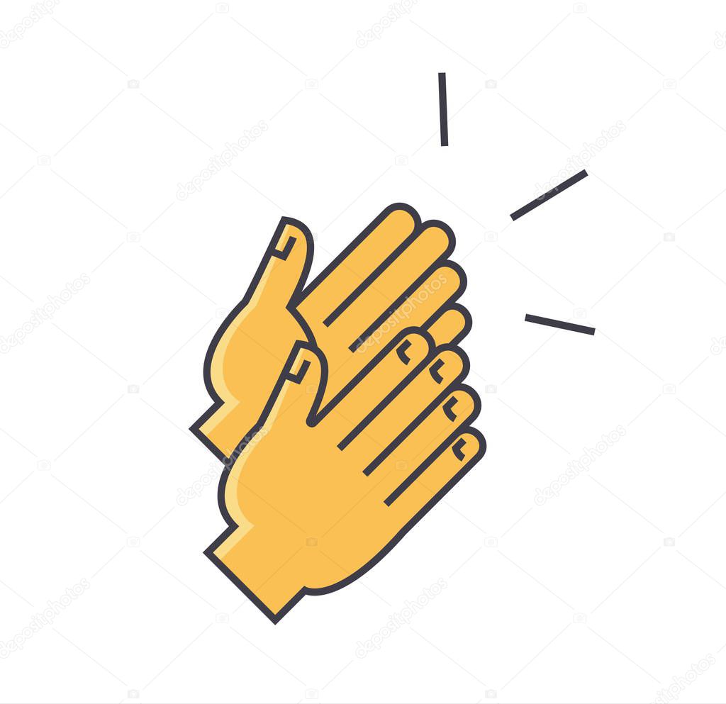 Applause, clapping hands concept. Line vector icon. Editable stroke. Flat linear illustration isolated on white background