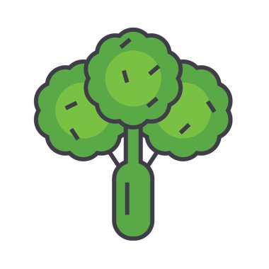 Brokoli, yeşil salata, ıspanak, vegan gıda kavramı. Satırı vektör simgesi. Düzenlenebilir inme. Düz doğrusal illüstrasyon izole beyaz arka plan üzerinde