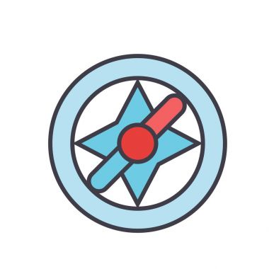 Pusula, gezinti kavramı. Satırı vektör simgesi. Düzenlenebilir inme. Düz doğrusal illüstrasyon izole beyaz arka plan üzerinde