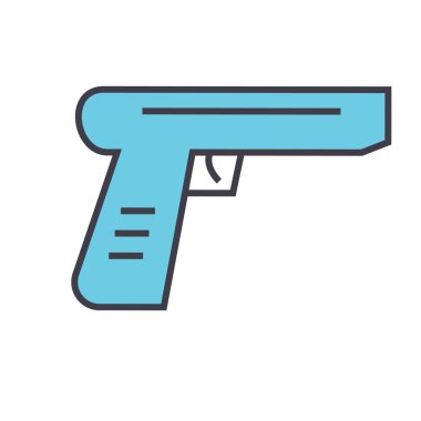 Silahı kavramı. Satırı vektör simgesi. Düzenlenebilir inme. Düz doğrusal illüstrasyon izole beyaz arka plan üzerinde