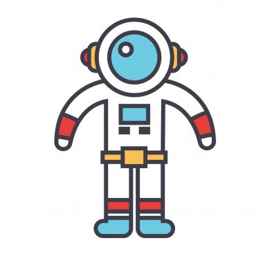 Spaceman kavramı. Satırı vektör simgesi. Düzenlenebilir inme. Düz doğrusal illüstrasyon izole beyaz arka plan üzerinde