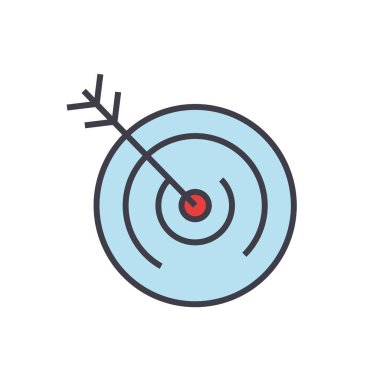 Hedef, hedef, vizyon kavramı. Satırı vektör simgesi. Düzenlenebilir inme. Düz doğrusal illüstrasyon izole beyaz arka plan üzerinde