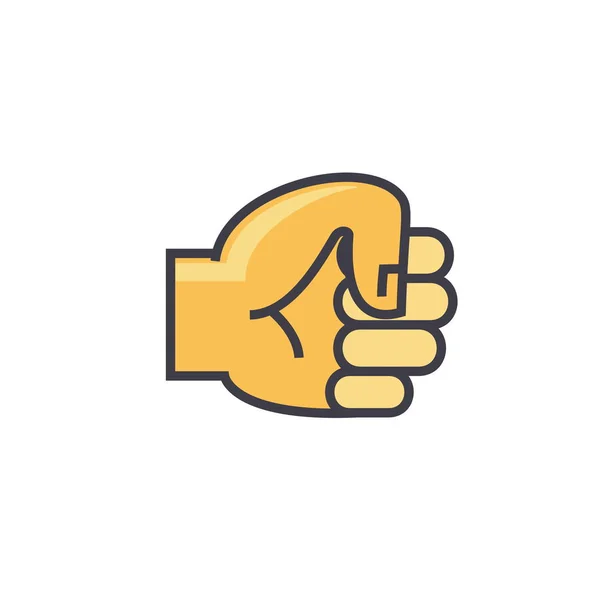 Fist hand concept. Line vector icon. Editable stroke. Flat linear illustration isolated on white background — Stock Vector