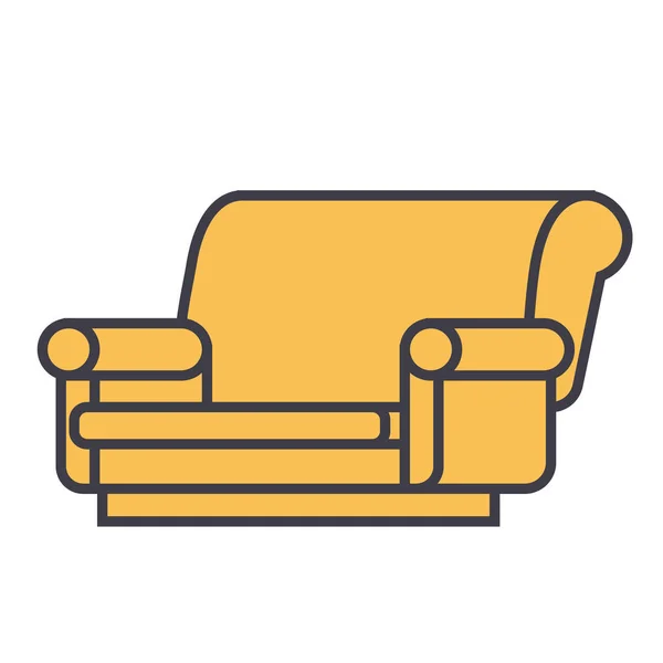 Sofa concept. Line vector icon. Editable stroke. Flat linear illustration isolated on white background — Stock Vector